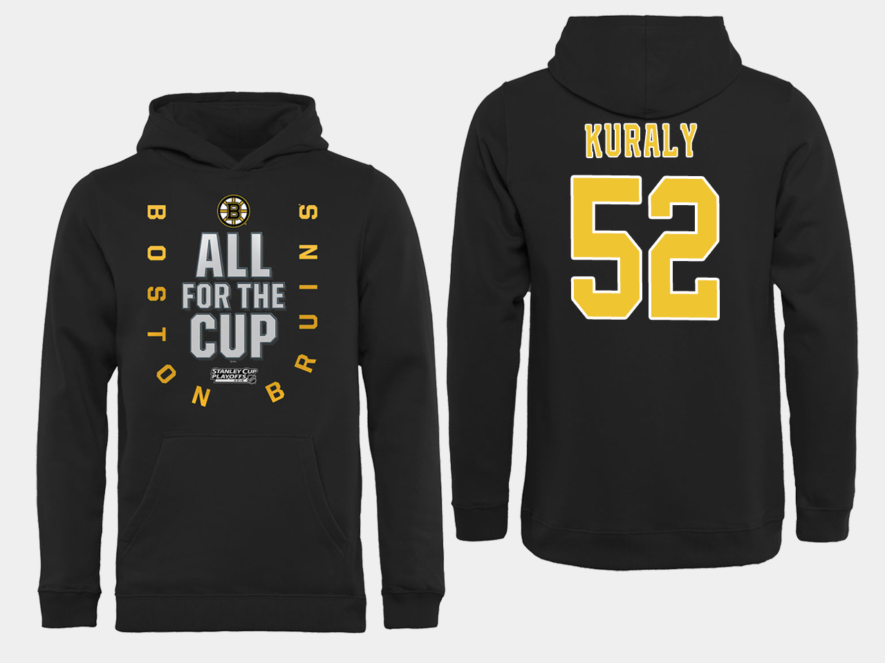 NHL Men Boston Bruins #52 Kuraly Black All for the Cup Hoodie